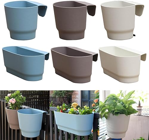 Miniatura 2 de Huhudde Maceta de plástico montada en la pared Macetero CreativeWall Plantador Semicircular Pequeña Maceta Decoración de Pared Jardineras Barandilla