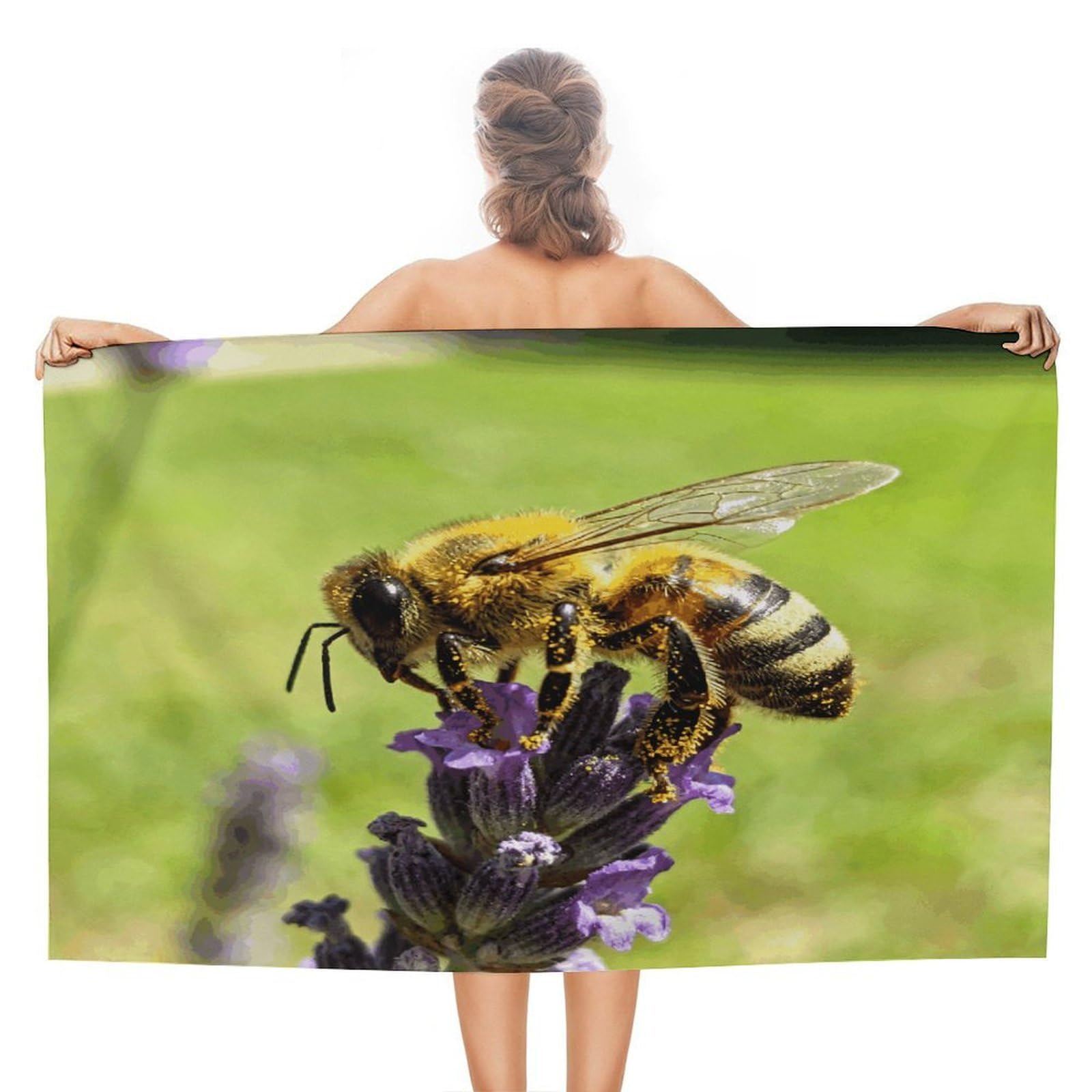 VstaDank Bees Bath Towel Stylish Double-Faced Pile Travel Towel Soft Absorbent Beach Towel for Pool Swim Sports Camping Adults Gift 51X31 Inch