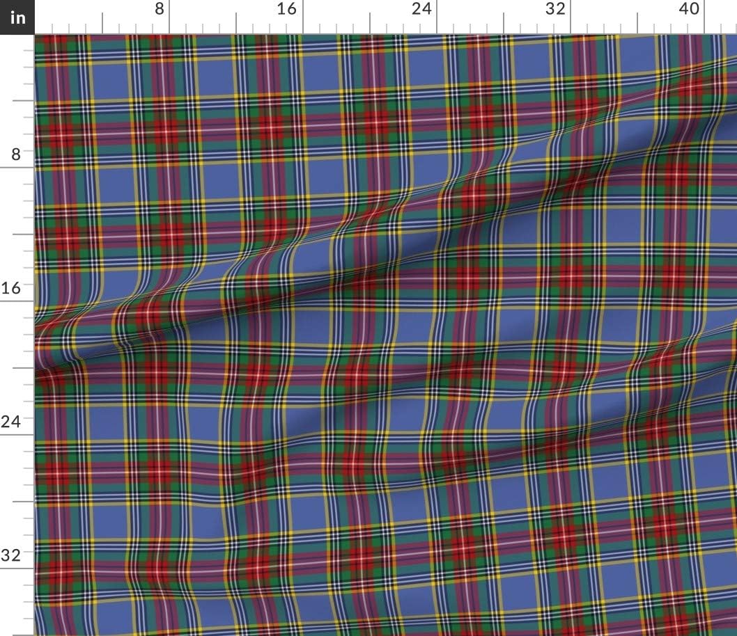 Spoonflower Fabric - Tartan Plaid Scottish Blue Red Yellow Black Printed on Petal Signature Cotton Fabric Fat Quarter - Sewing Quilting Apparel Crafts Decor
