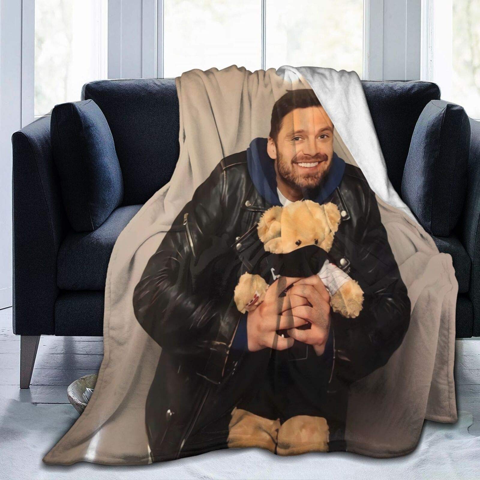 Suehome Sebastian Stan Bucky Barnes Soft and Comfortable Warm Fleece Blanket for Sofa, Bed, Office Knee pad,Bed car Camp Couch Cozy Plush Throw Blankets