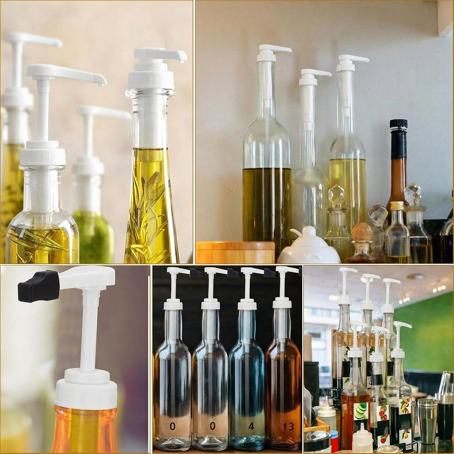 3 Pcs Coffee Syrup Pump Dispenser for 64 oz Bottles, 15 cc/0.5 oz Sauce Pump Dispenser with Dust Caps, Coffee Bar Accessories for Flavoring Syrups, Latte, Drink Station (White)