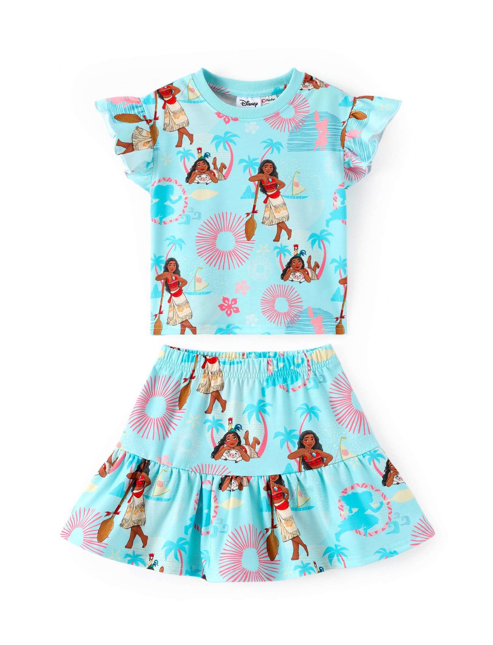 Disney Girls' 2-Piece Outfit Sweatshirt Top &amp; Pleated Skirt Set 2-9Y