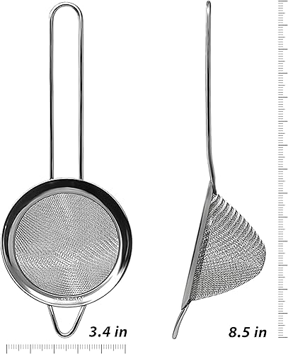 Miniatura 2 de Makerstep Coladores de malla fina de acero inoxidable 304 para cocina. Colador de alimentos, colador de té, colador de café con mango largo. 3.3