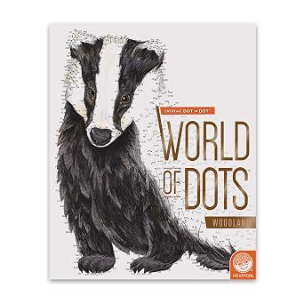 MindWare World of Dots Woodland Connect-the-Dots Puzzle Coloring Book for Kids and Adults, 24 Nature-Themed Designs, Ages 8 and Up