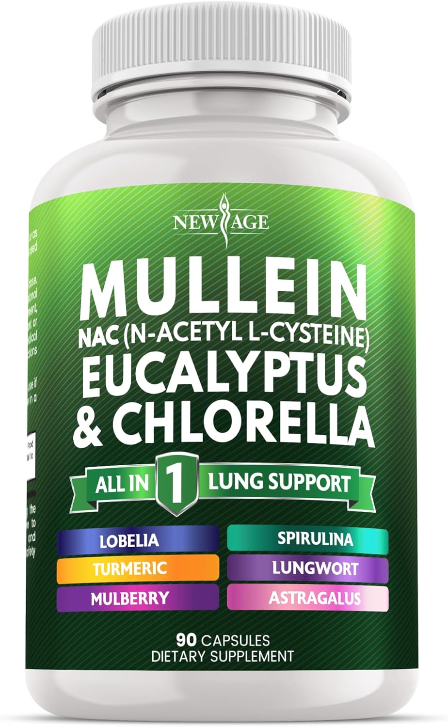 Mullein Leaf Extract for Lungs Cleanse NAC Supplement Chlorophyll Chlorella Elderberry Ginger Licorice Astragalus Oregano Turmeric Support 120 Count