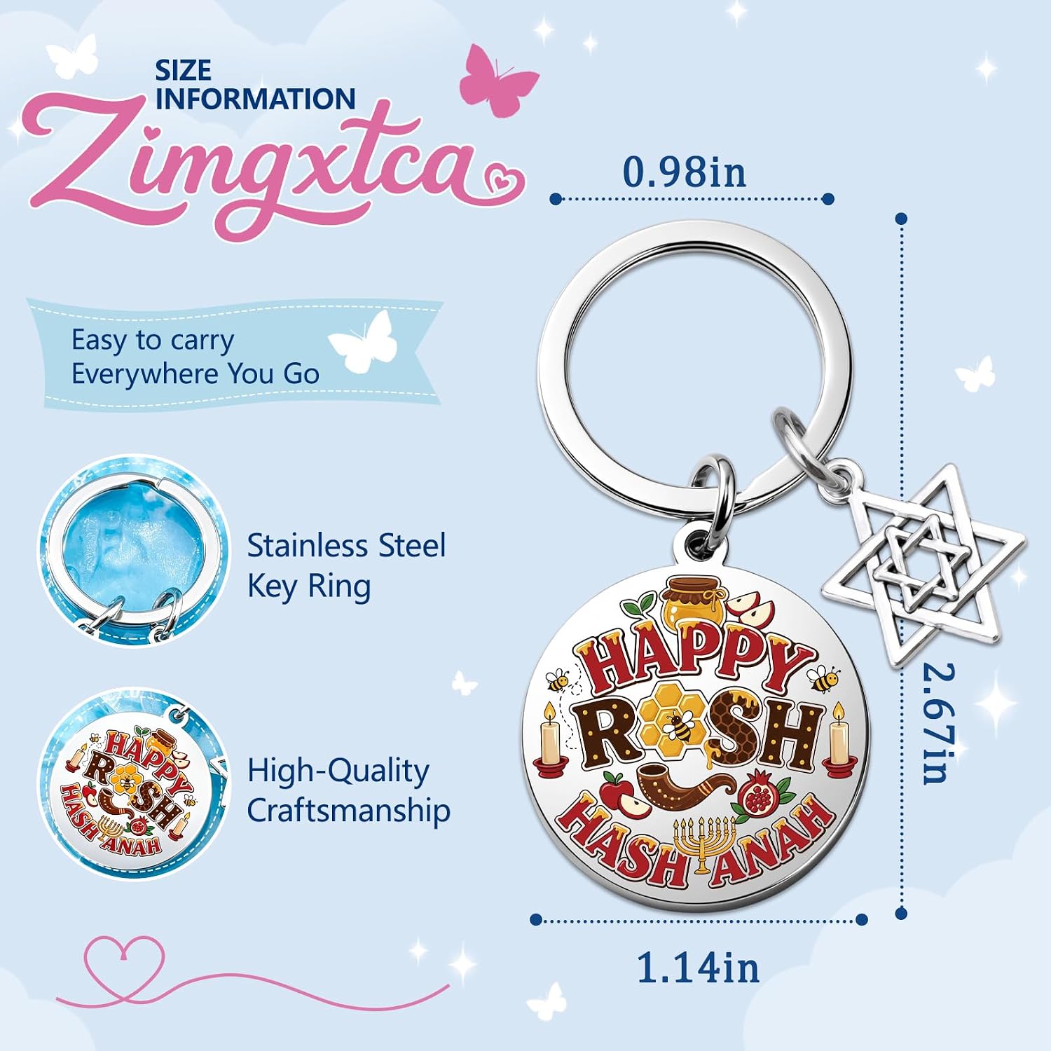 Rosh Hashanah Keychain Gifts For Women Men Happy Rosh Hashana Gifts Basket image 3