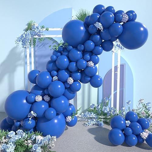 Miniatura 1 de CACOLULU Guirnalda de globos azul rey, 120 globos de graduación de 18+12+10+5 pulgadas, kit de arco de globos azules como decoración del 4 de julio,