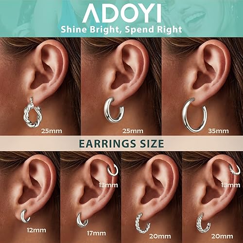 Miniatura 7 de Adoyi - Juego de aretes de oro para mujeres, aretes trenzados de oro, chapados en 14 quilates, para niñas, como regalo.