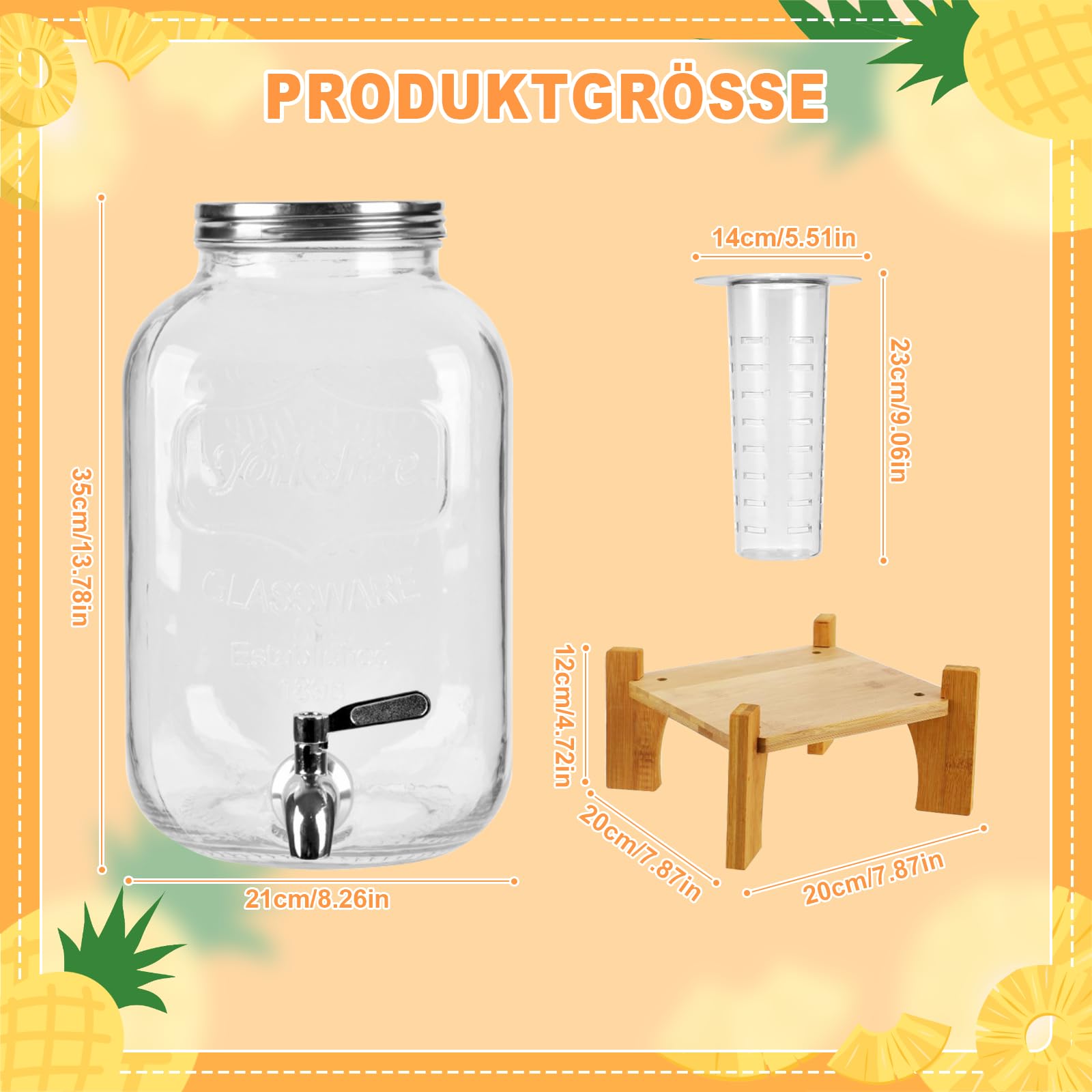 2 dispensadores de bebidas de 10 l con soporte y tapa, dispensador de limonada con grifo de vidrio de borasilicato resistente al calor con grifo inoxidable para jardín, buffet, fiestas y cocina, bodas
