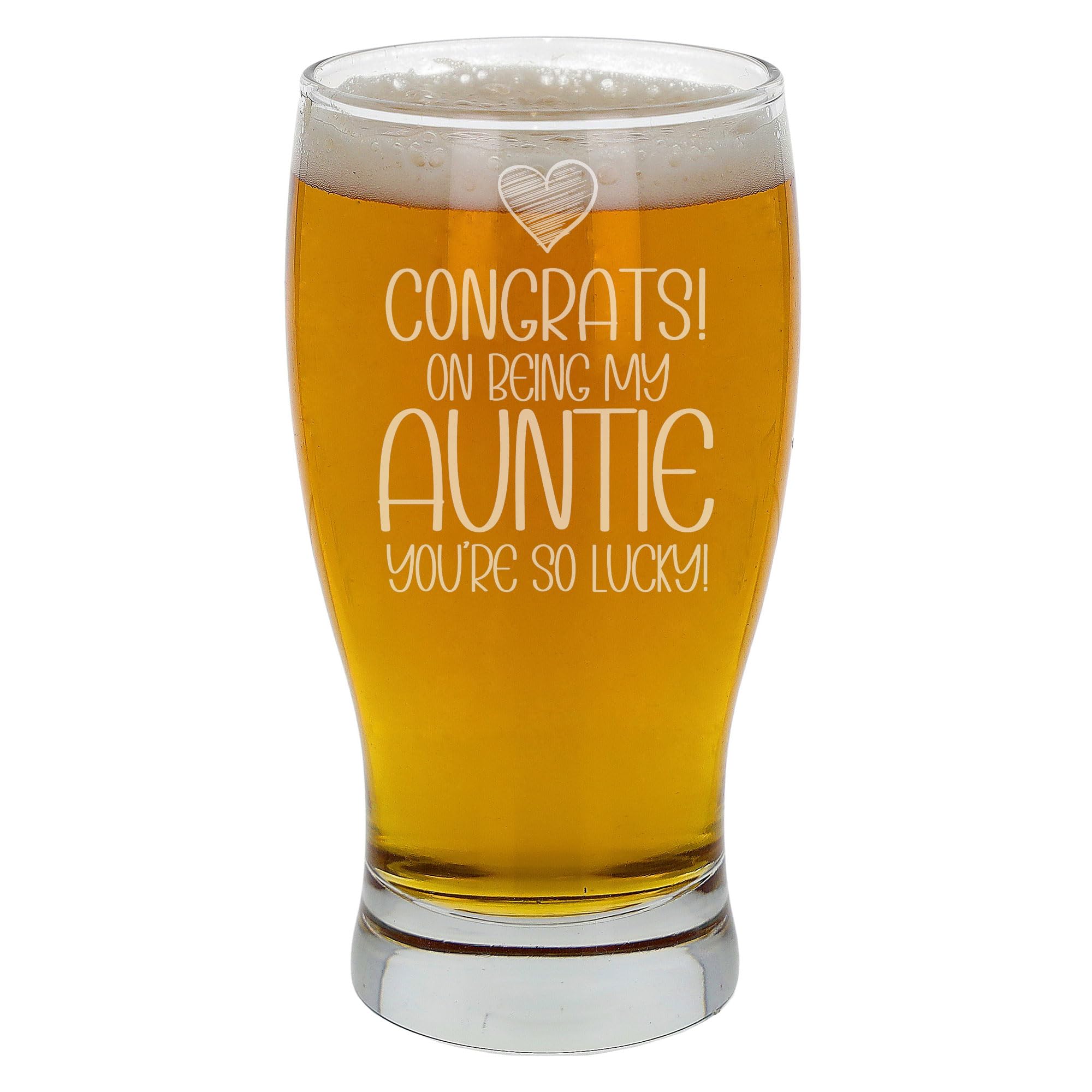 Congrats on Being My Auntie You're So Lucky Gifts for Auntie Engraved Beer Glass Personalised Birthday Gifts for Women Auntie Gifts Ladies Gifts Ideas Pint Glass Auntie Gifts for Her