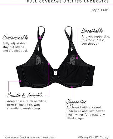 Sheer Mesh Full Coverage Unlined Underwire Bra