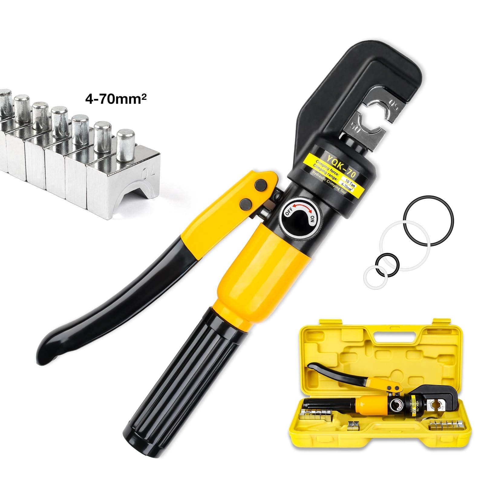 Sertisseuse hydraulique manuelle, 4-70mm² Hydraulic Crimping Tool 10T Pressure Pliers For DIY Cable Terminal Wiring, Cordless For Home