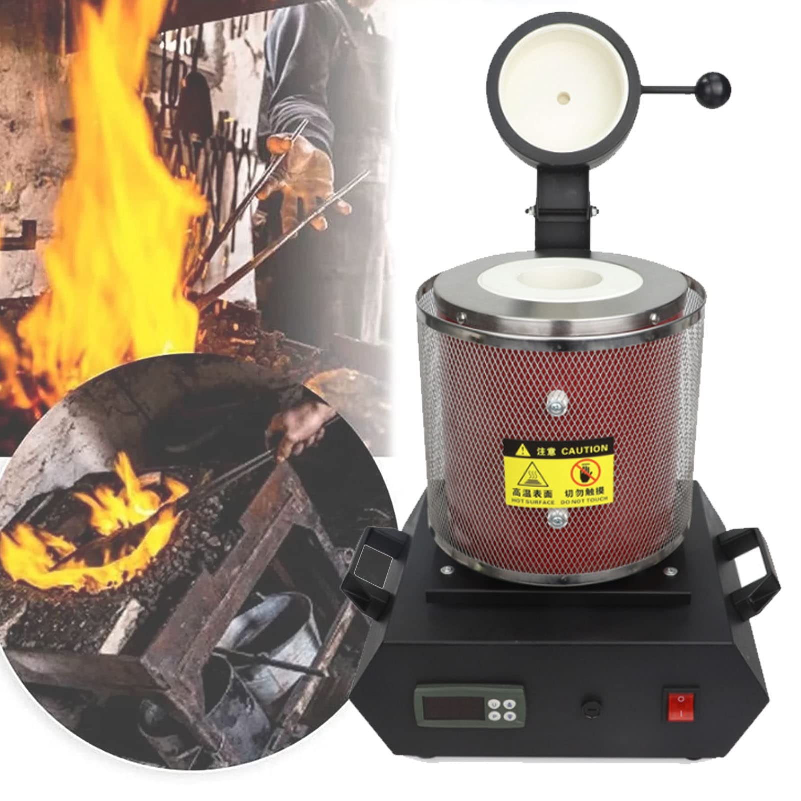 Horno de fusión automático de 1750W con crisol para fundir metales