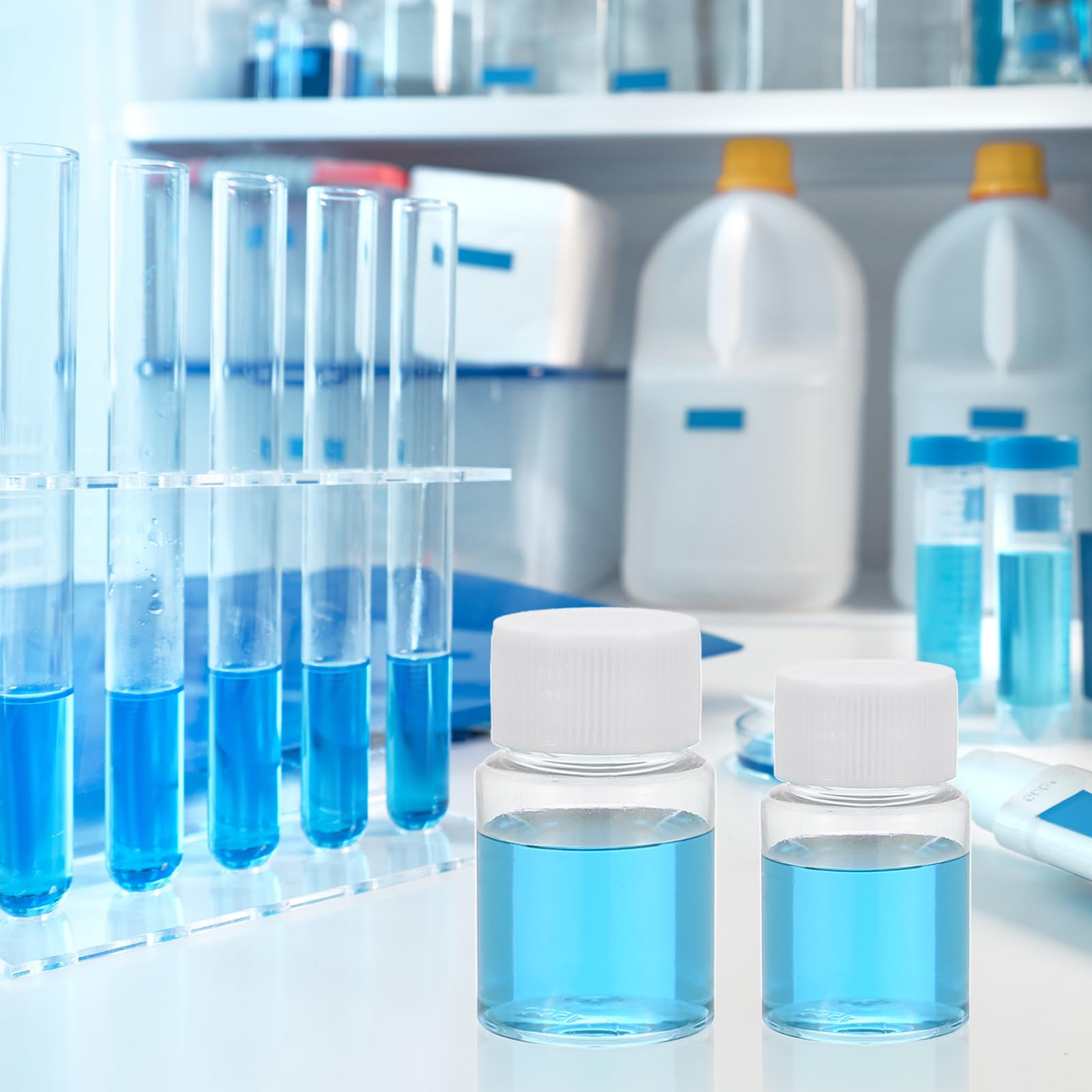 PATIKIL 20 Botellas de Reactivo de 500ml Botellas de Boca Ancha de PET con Tapa de Rosca para Almacenamiento de Muestras Líquidas Y Sólidas En Laboratorio Sellado Transparente