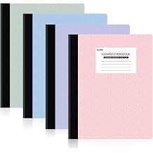 SUNEE Composition Notebooks - Wide Ruled Paper, 4 Pack Composition Book, 9 3/4" x 7 1/2", 80 Sheets/160 Pages, Assorted Colors, School & Office Supplies