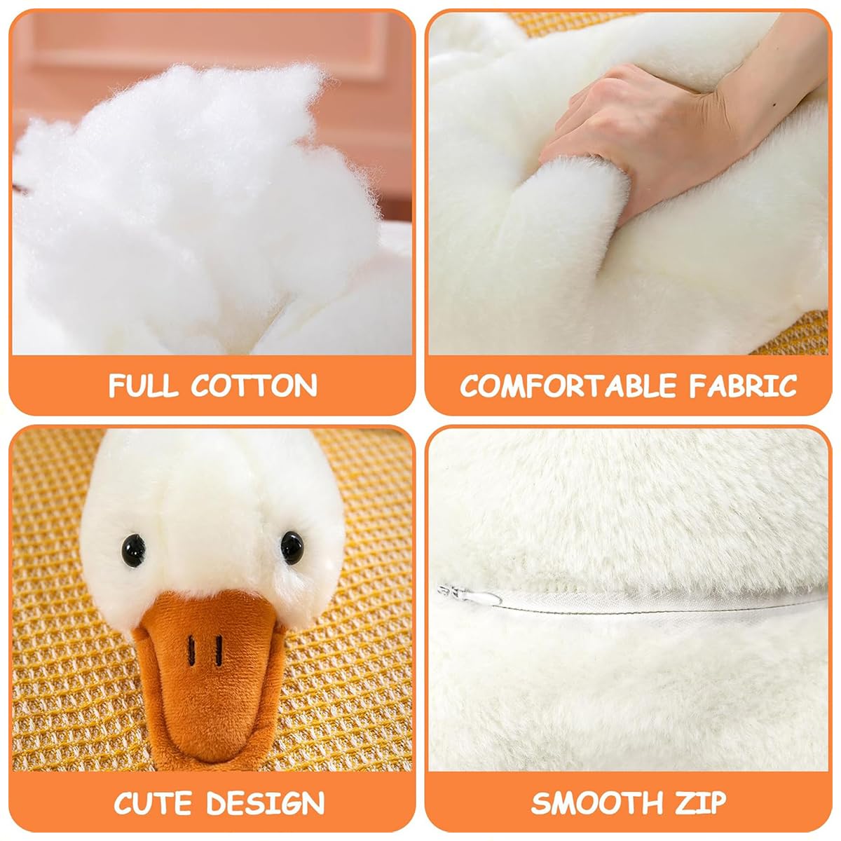Gans Plüschtier 50 Cm - Niedliches Enten-Kuschelkissen Als Geschenk Für Kinder & Erwachsene