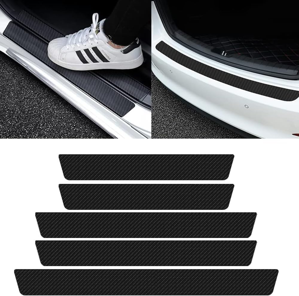 5 Pcs Car Door Sill Protector Strips for Renault Austral 2022-2025, Carbon Fiber Automobile Threshold Protection Sticker Car Accessories