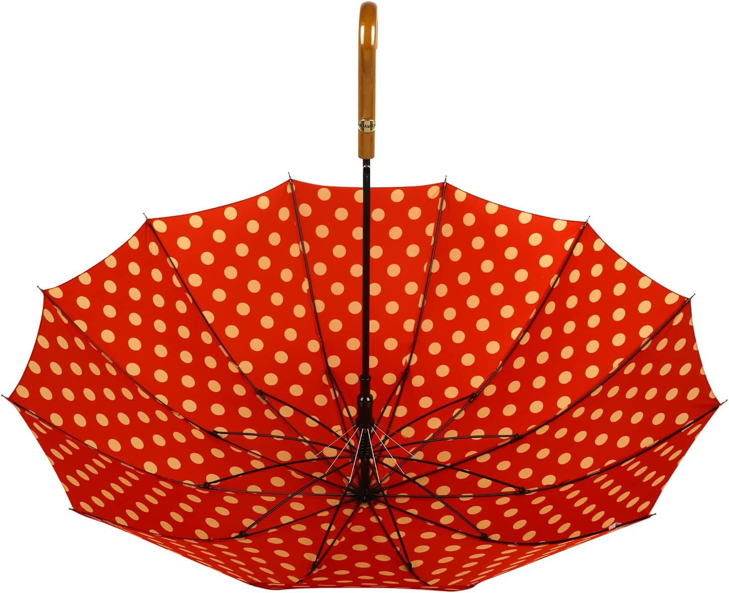 Agaric Classic Wooden Hook Handle J Stick Umbrella Auto Open Windproof Umbrella for Women (Red) - Image 4