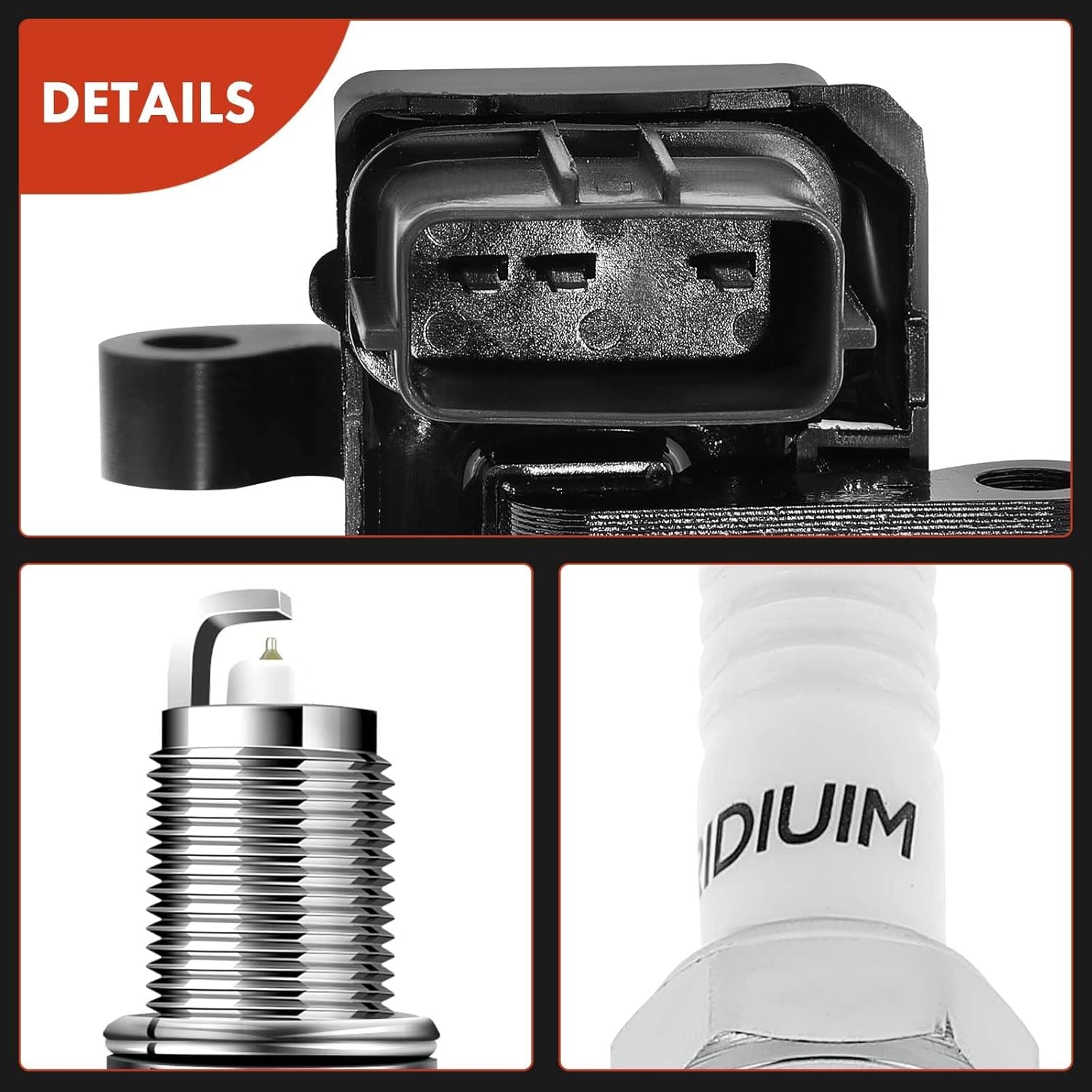 A-Premium Set of 6 Ignition Coil Pack and Iridium Spark Plugs Compatible with Mazda Millenia 1995-2002, 2.3L
