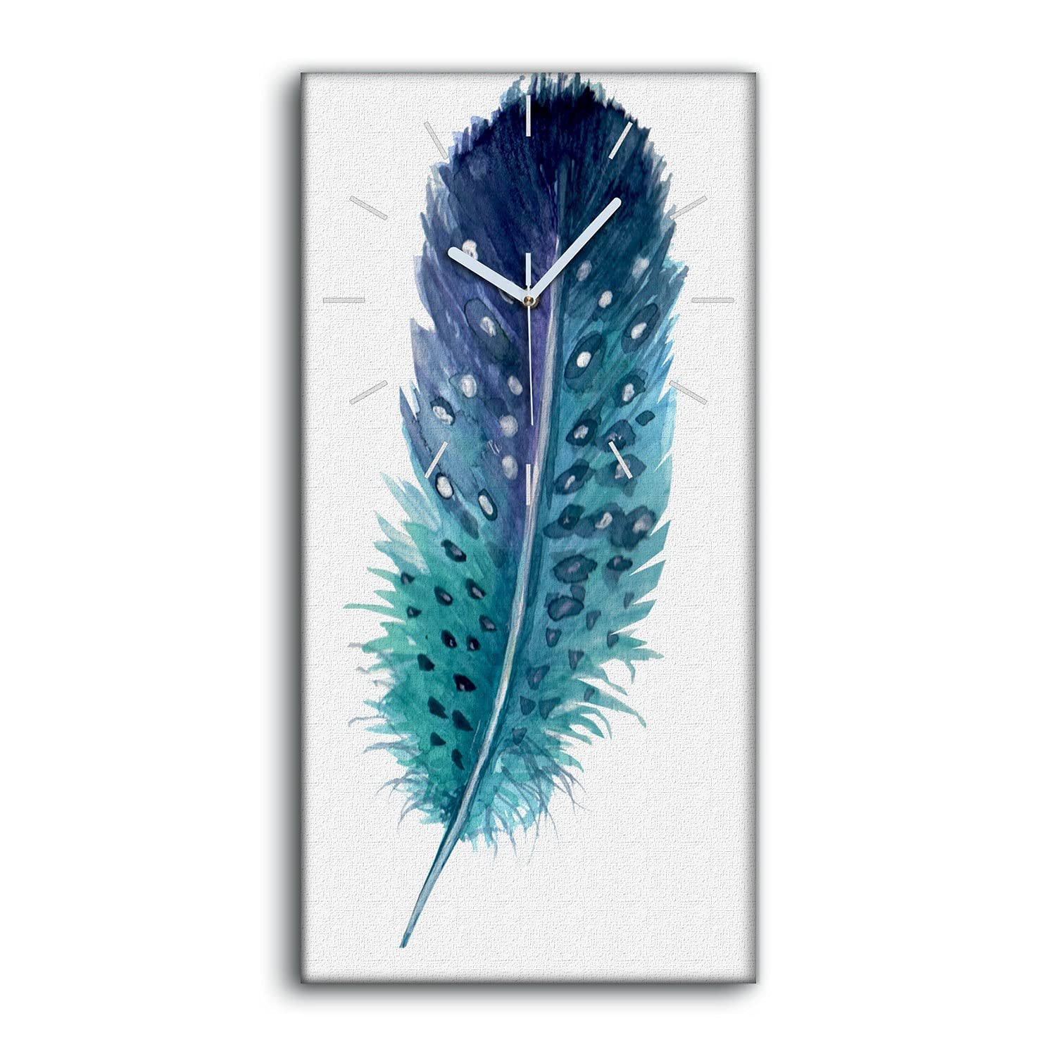 Horloge sur Toile Salon Chambre 30x60cm Décoration Art Moderne Plumes