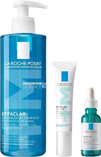 La Roche-Posay Effaclar Foaming Cleansing Gel 400ml + Effaclar Ultra-Concentrated Peeling Serum 30ml + Effaclar Duo+M Anti-Blemish Treatment 40ml