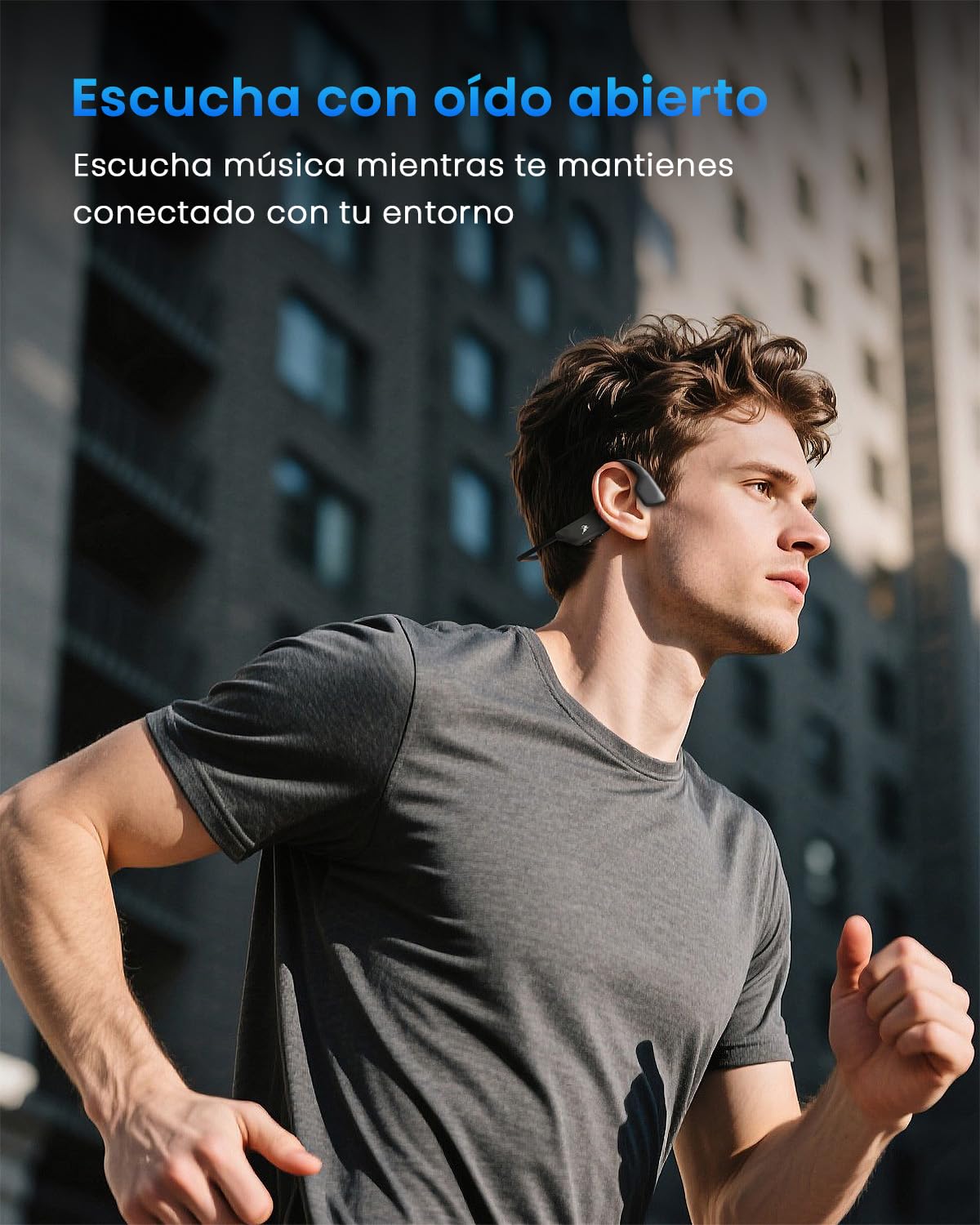 Auriculares de conducción ósea Bluetooth 6.0 — Auriculares deportivos inalámbricos de oído abierto. Resistencia al agua y al sudor IPX7; 2 horas de carga para. Ideales para ciclismo y running