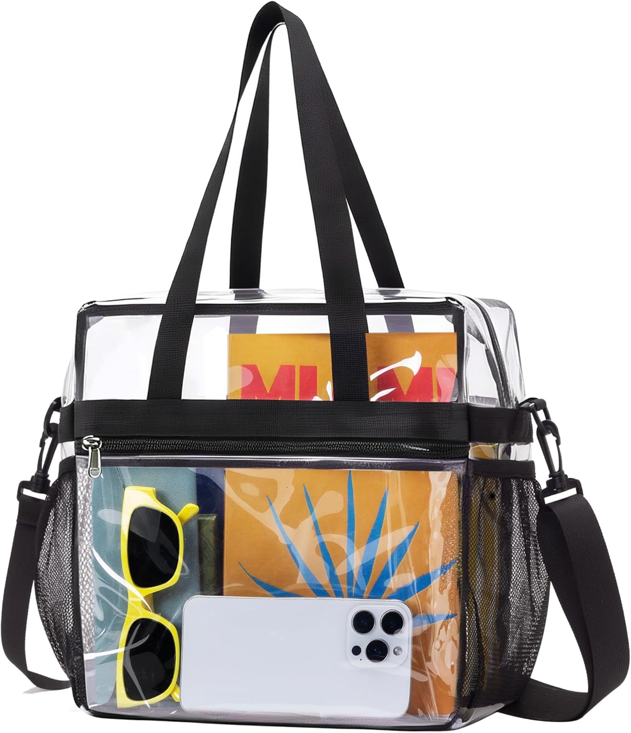Lyingflat Clear Bag for Stadium Events Founctional 12x6x12 Stadium Approved Clear Tote Bag with Adjustable & Detachable Strap - Image 8