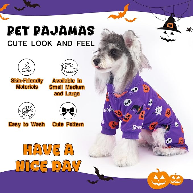 Disfraz de Halloween para Perro, Pijama de Fantasma de Calabaza, Suave y Ligero, para Perros Pequeños Medianos Grandes y Gatos miniatura 2