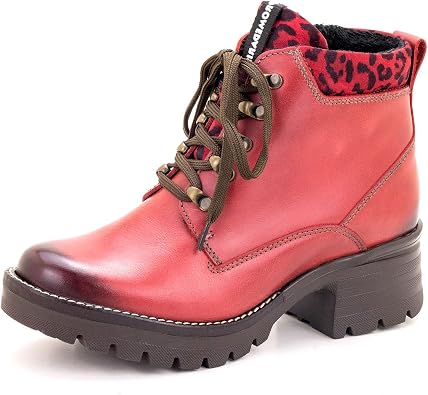 Dromedaris Womens Karlie Boot, Red/Mini Leo, EU 36M