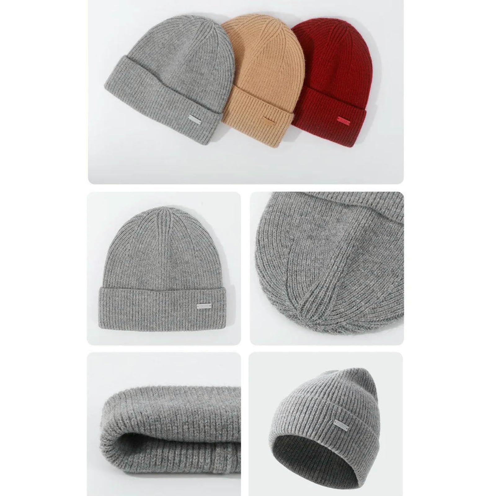 Mütze,Schal & Handschuh-Sets 3-teiliges Set Für Damen, Winter-strickmütze, Schal, Handschuhe, Kombination, Bequemes, Weiches, Lässiges, Warmes Mützen-Set, Winddichtes Outdoor-REIT-Set-grau