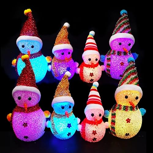 Paquete de 8 lámparas de muñeco de nieve para decoración de Navidad con 7 luces cambiantes de colores regalos para interiores para fiestas de Navidad