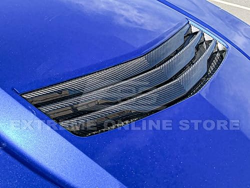 Miniatura 4 de Reemplazo para Cadillac CTS-V GM Estilo Fábrica Fibra de Carbono Cubierta de rejilla de ventilación de capó delantero VENT-250-BKCF