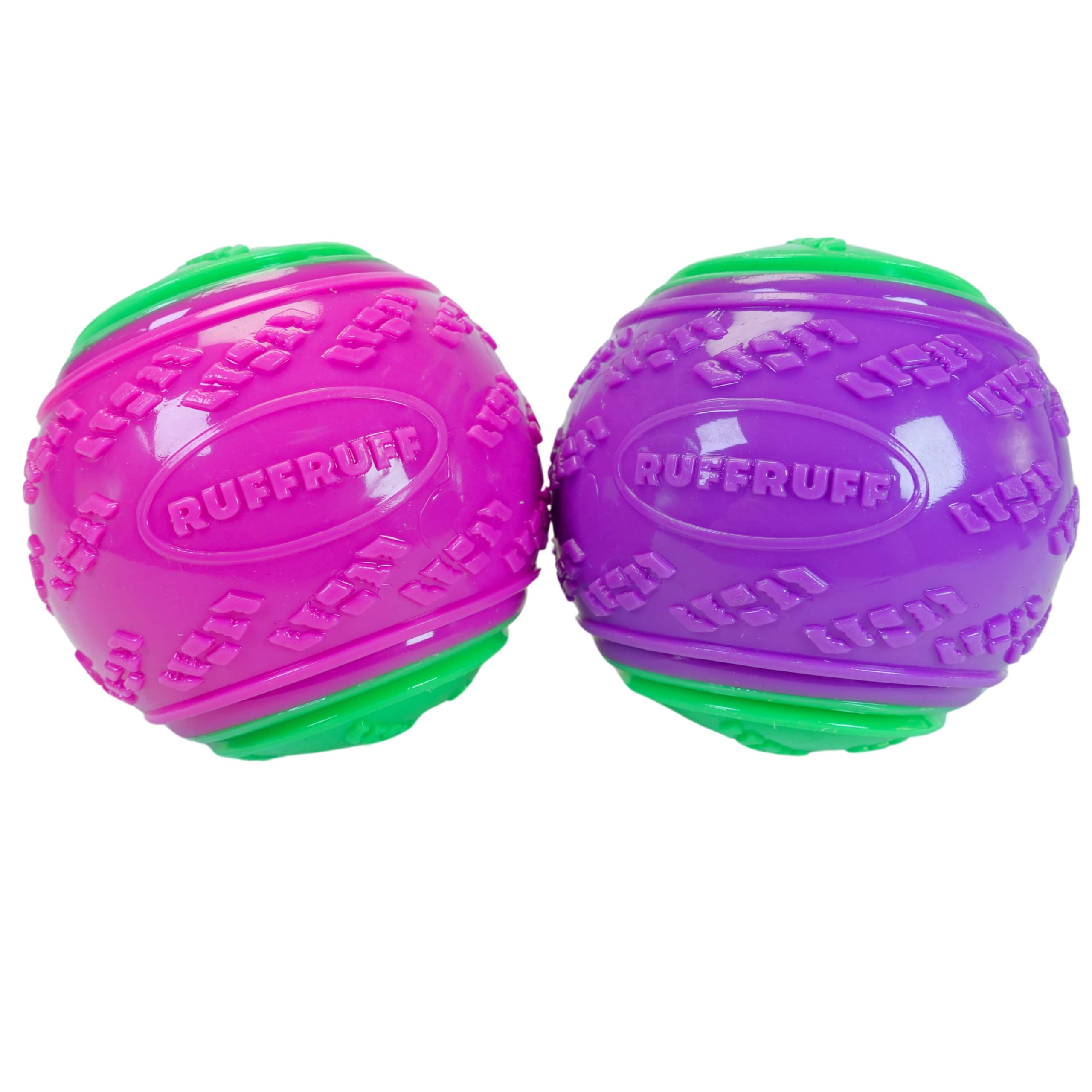 RUFFRUFF Pack of 2. Extra Large XL Squeaky Ball for Big Dogs 9cm Diameter, Mixed