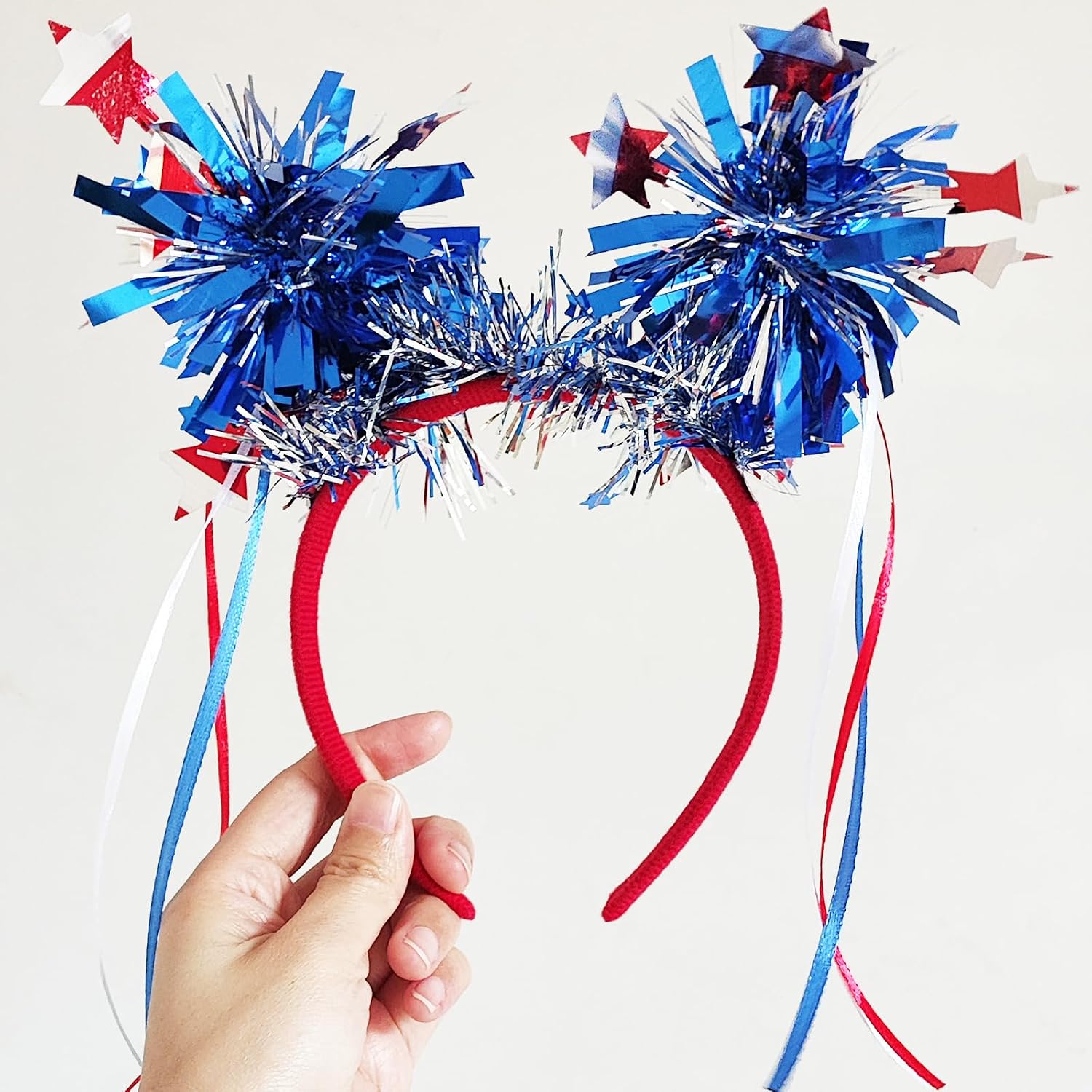 CBLUO 4th Of July Patriotic Star Headband Tutu Striped Stockings Gloves Red Blue White American Flag Headpiece Hair Hoops Socks Skirt Women Independence Day Halloween Carnival Birthday Party Supplies image 5