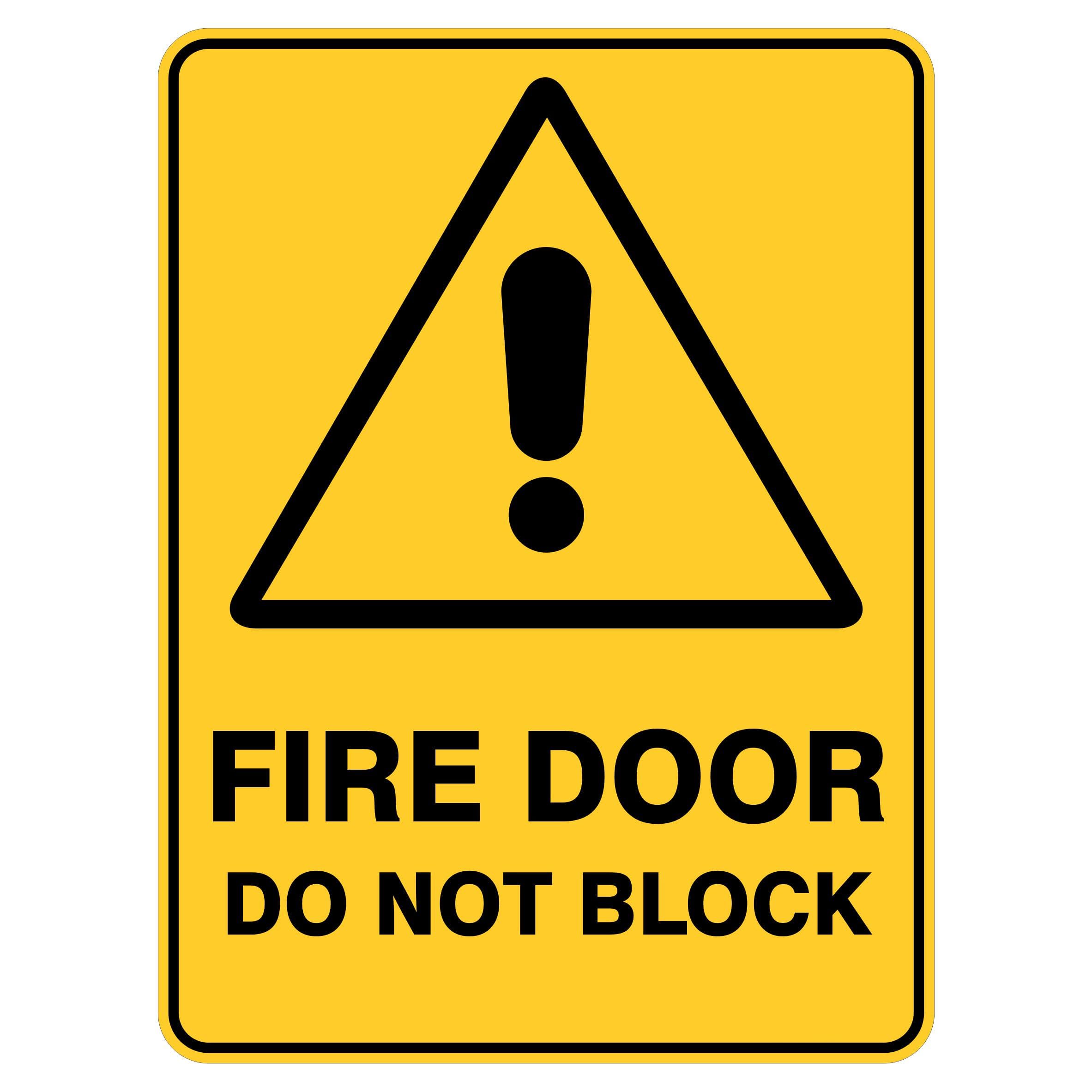 Fire Door Do Not Block - Warning Warning Signs, 12x8 Metal Tin Sign, Do not block fire exit door.