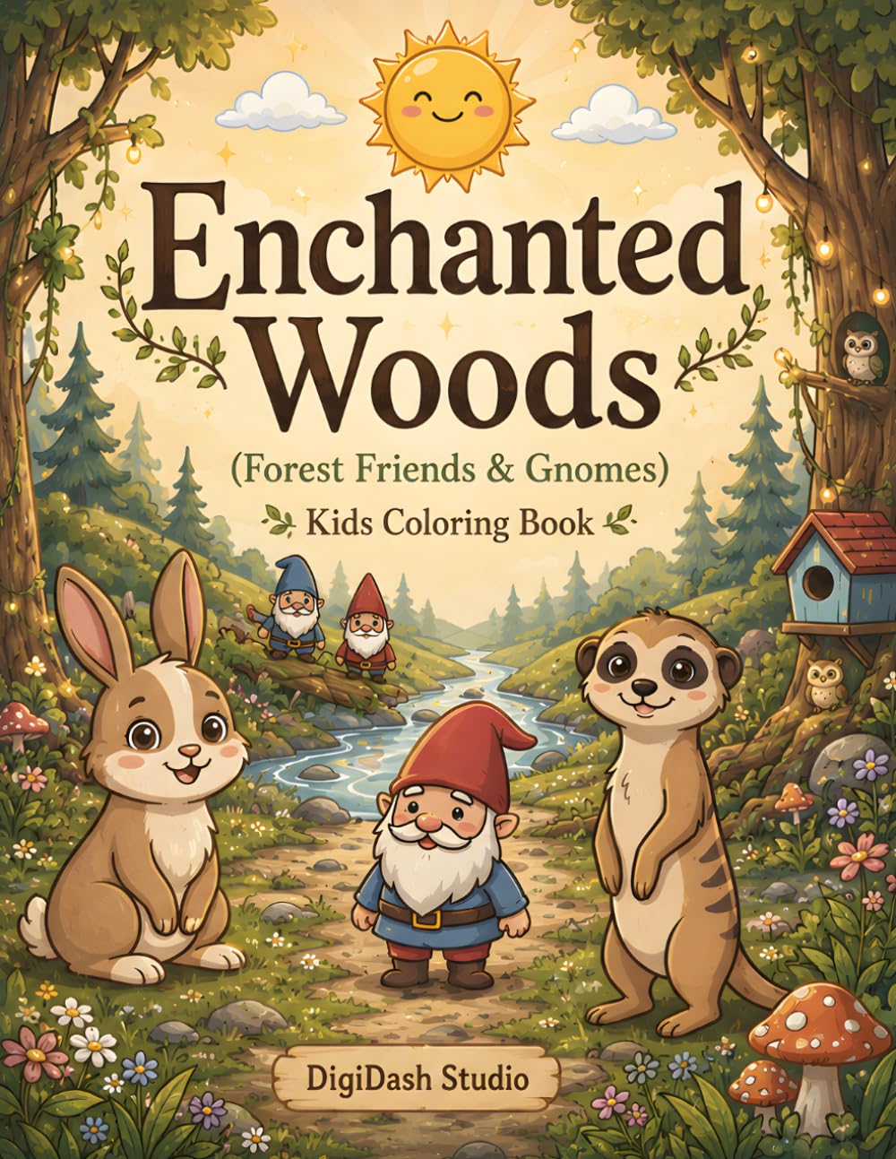 Enchanted Woods: Fun Forest Coloring Book for Kids Ages 4-8, with Magical Gnomes and Woodland Friends. (DigiDash Kids Coloring Books)