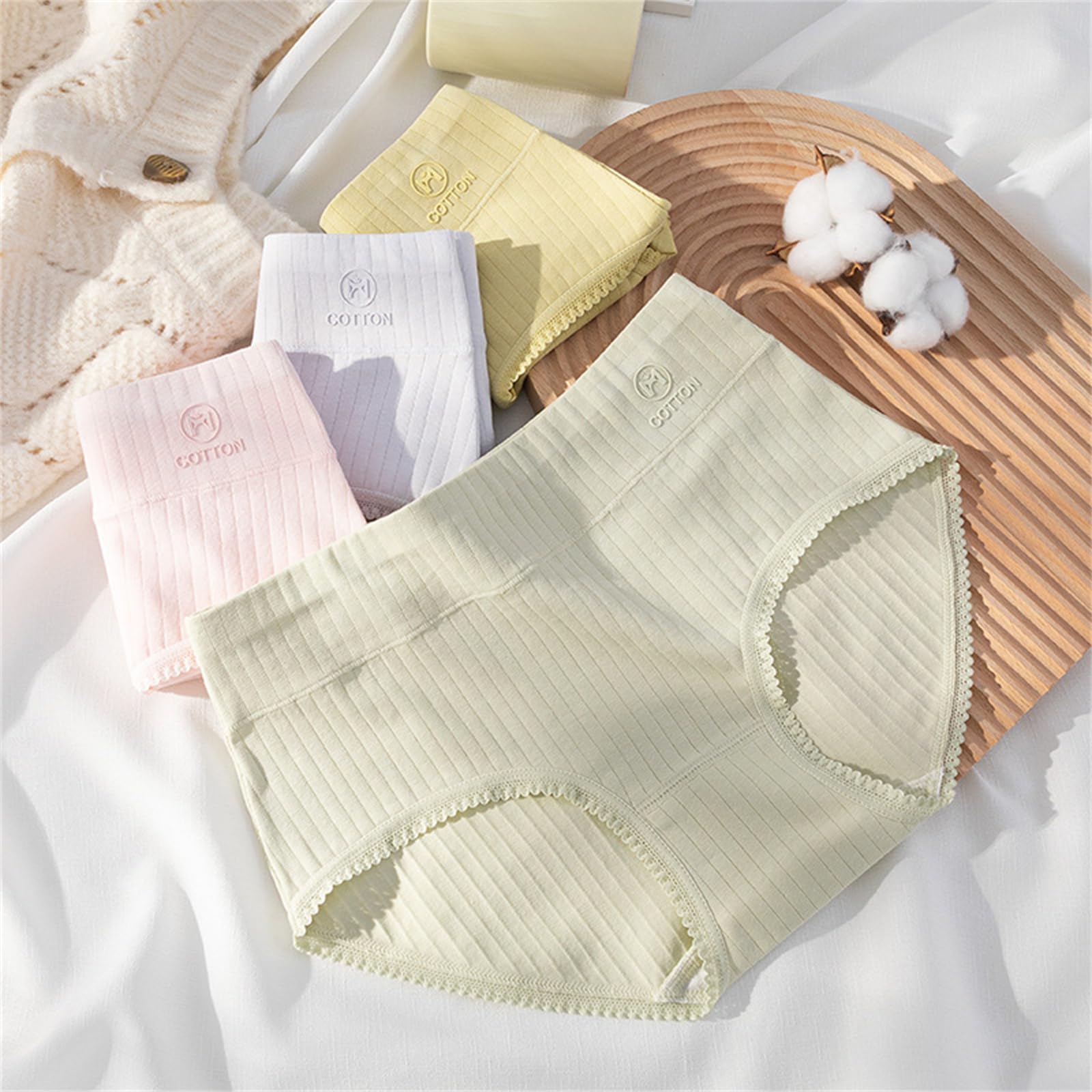 Bragas De Cintura Alta Mujer Ropa Interior De 5 Paquetes para Mujeres Graphene Entrepierna Estampada De Algodón De Algodón En Medio De Vidrio para Mujeres