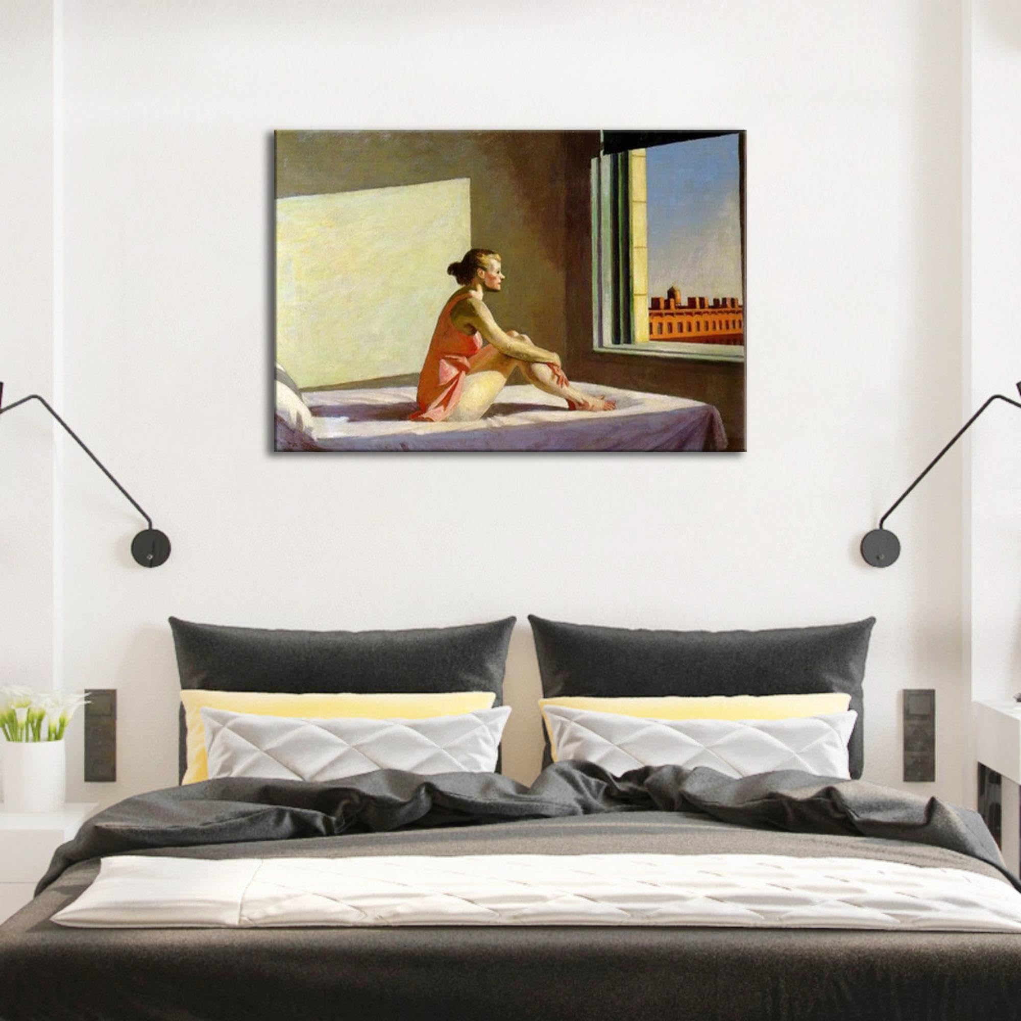 Reproduction Toile "People In The Sun" Edward Hopper | Format 40x64cm Avec Cadre Noir | Déco Murale Moderne - 4