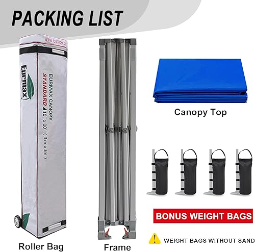 Miniatura 6 de Eurmax Toldo plegable para tienda de campaña de 10 x 10 pies, montura instantánea, uso comercial, con resistente bolsa con ruedas