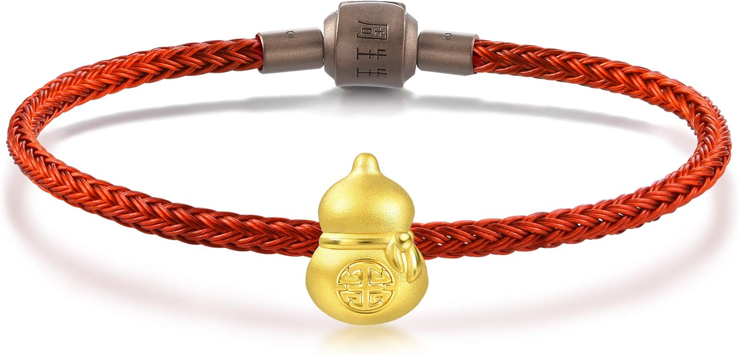 CHOW SANG SANG 999 24K Solid Gold 'Hello World' Gourd (Wulu) Charm Bracelet for Women 91360C