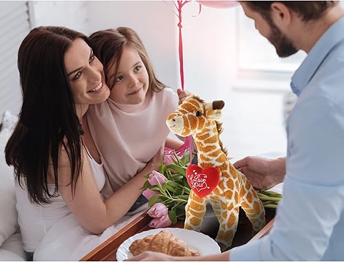 Miniatura 6 de DolliBu Jirafa de peluche I Love You, lindo animal de peluche para San Valentín, aniversario, cita romántica, novio, regalo de novia, 12.5 pulgadas