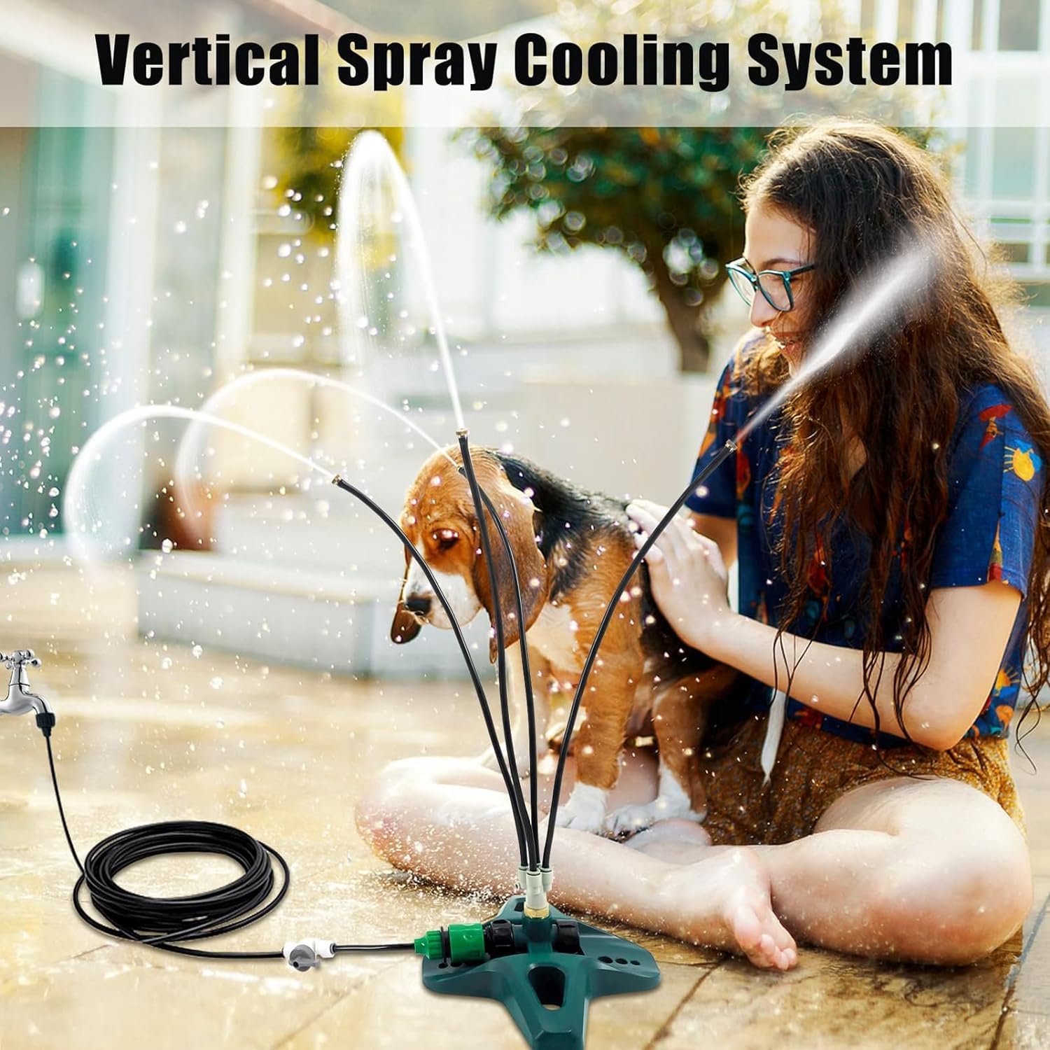 Nebulizador Jardin Pie, 8m/26.2ft Sistema Riego Nebulizador Jardín Mist Cooling Vertical con Rosca 3/4 y 4 Boquillas para Riego Jardín Patio Piscina Barbacoa Fiesta Agua Juegos