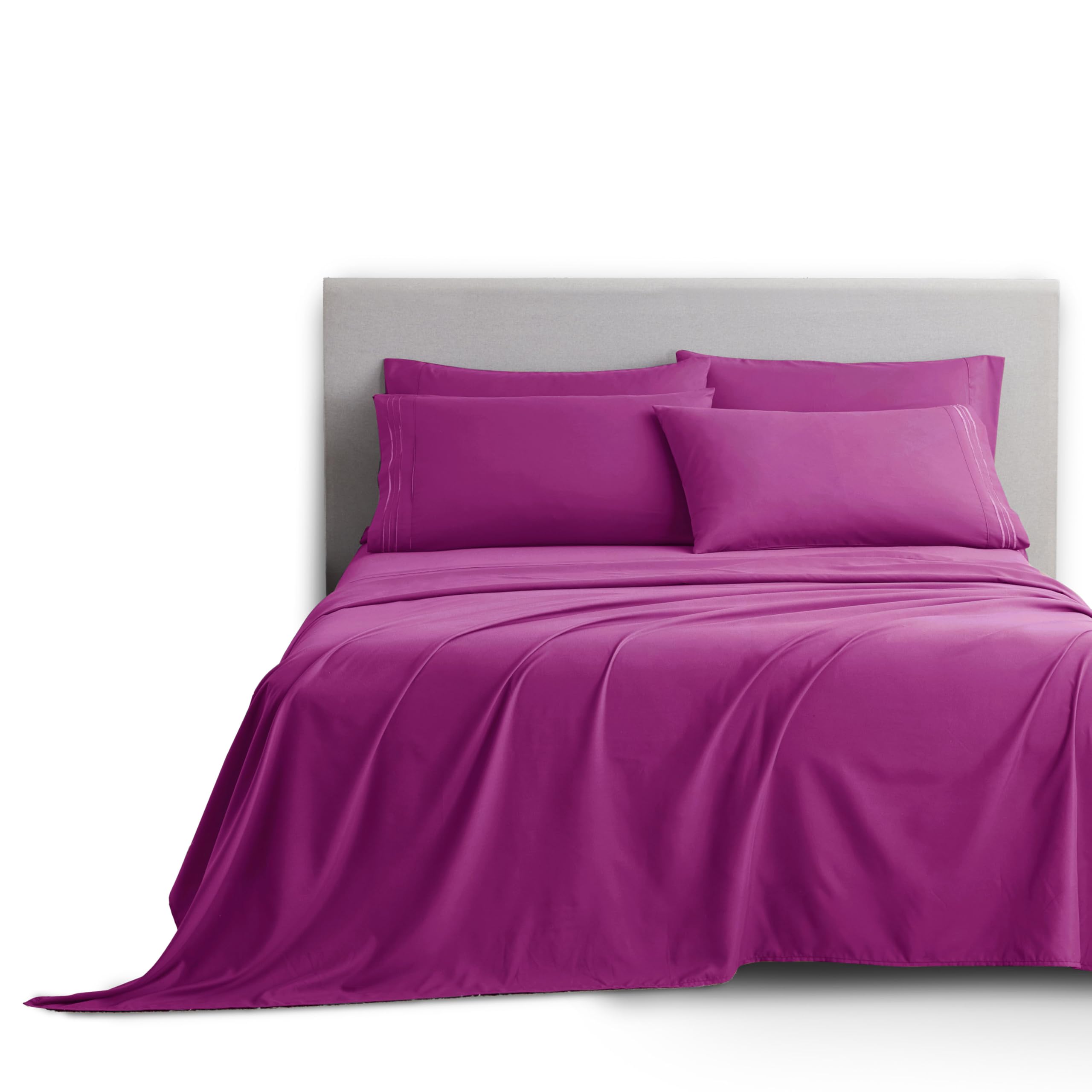 Clara Clark Cal King Sheets, 6 Piece Set - Hotel Luxury Sheets for Cal King Size Bed, Super Soft Bedding Set, Cal King Size, Magenta Magenta California King