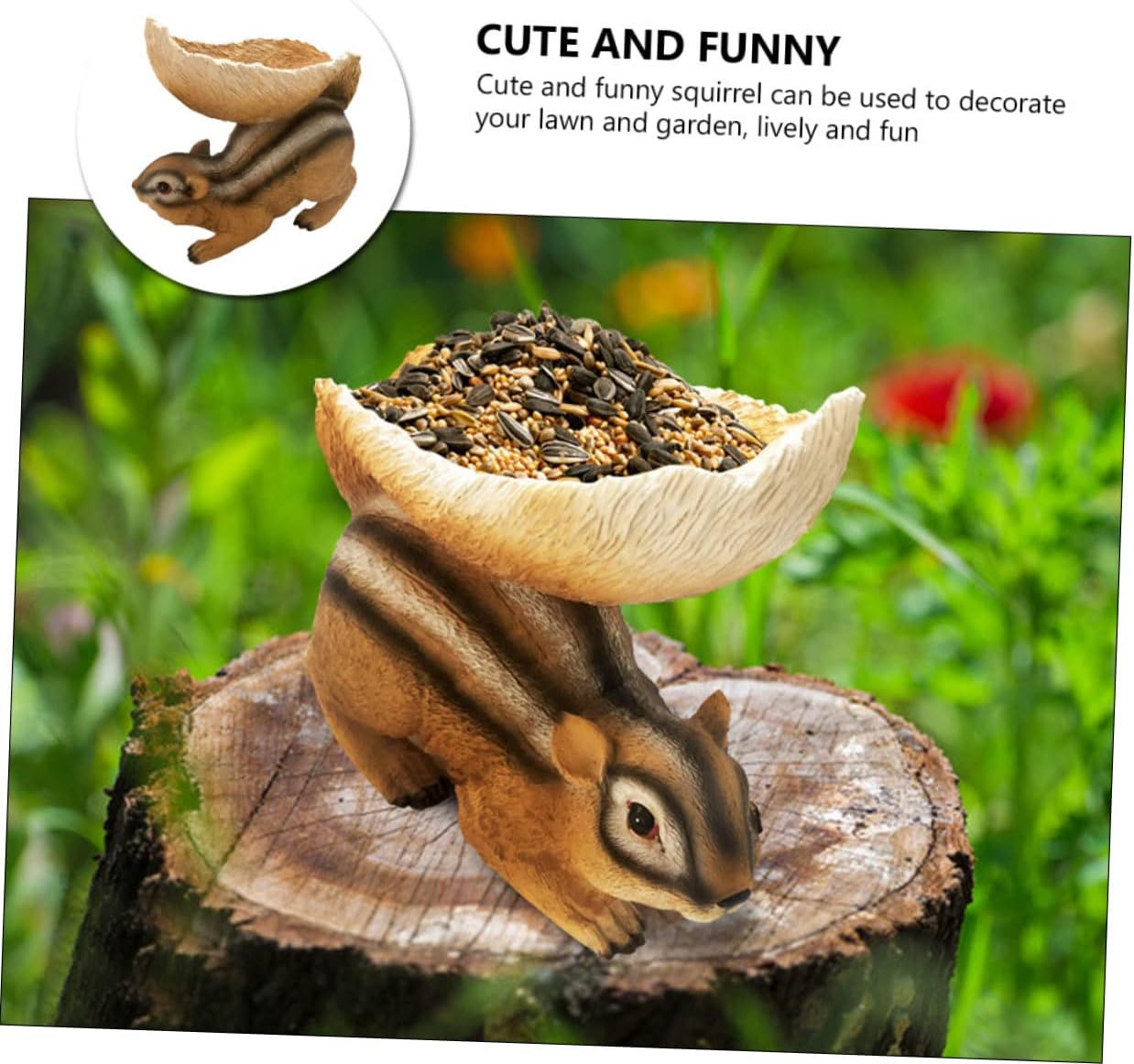 HANABASS 1Pc Creative Resin Squirrel Garden Decor Outdoor Statue Cute Lawn Ornament Lovely Feeder for Backyard Patio