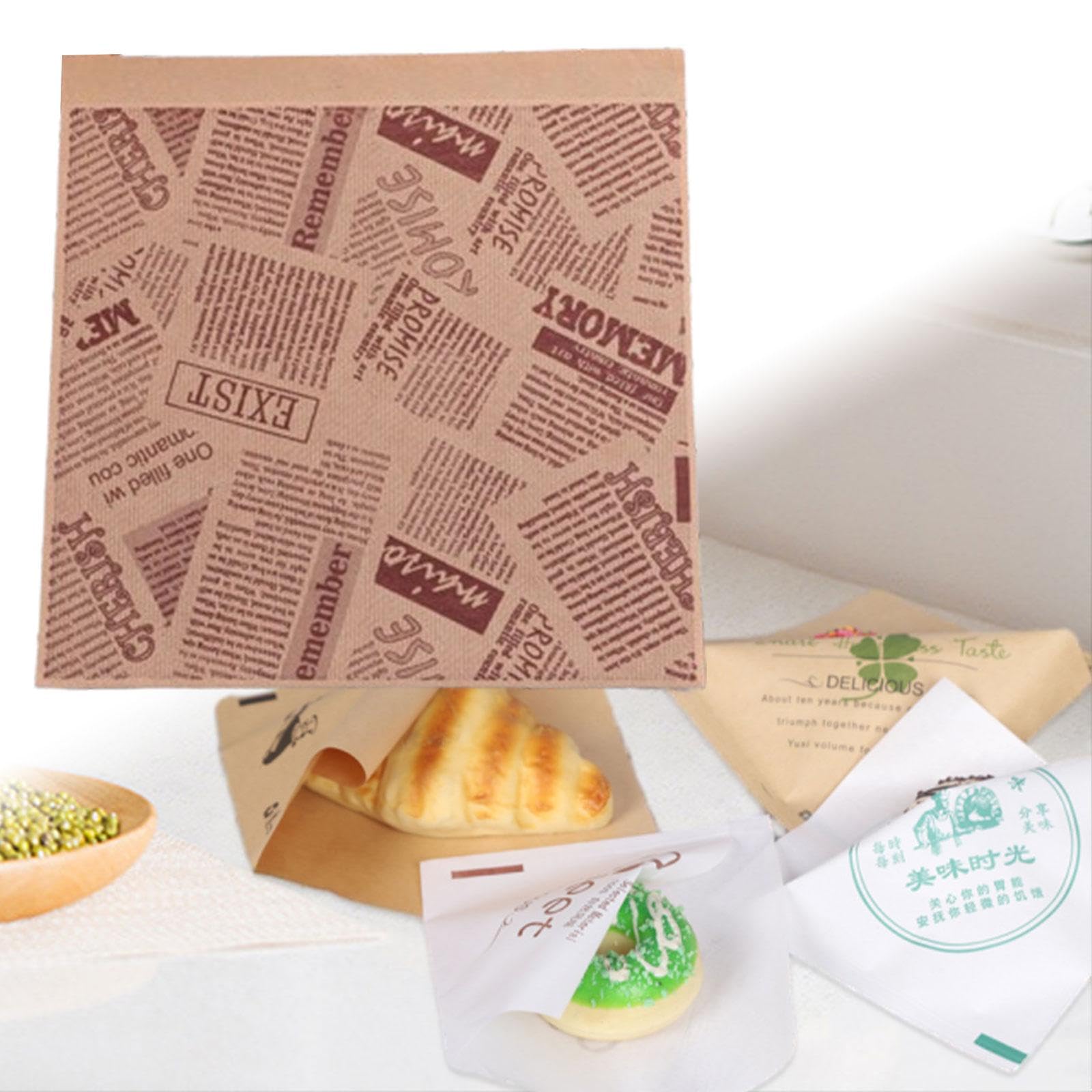 F Fityle 2x 100 Pezzi Sacchetto per Panini Sacchetti per Patatine Fritte Sacchetti per Alimenti Caldi Sacchetti di Carta Oleata Antiaderente Sacchetti Da Forno