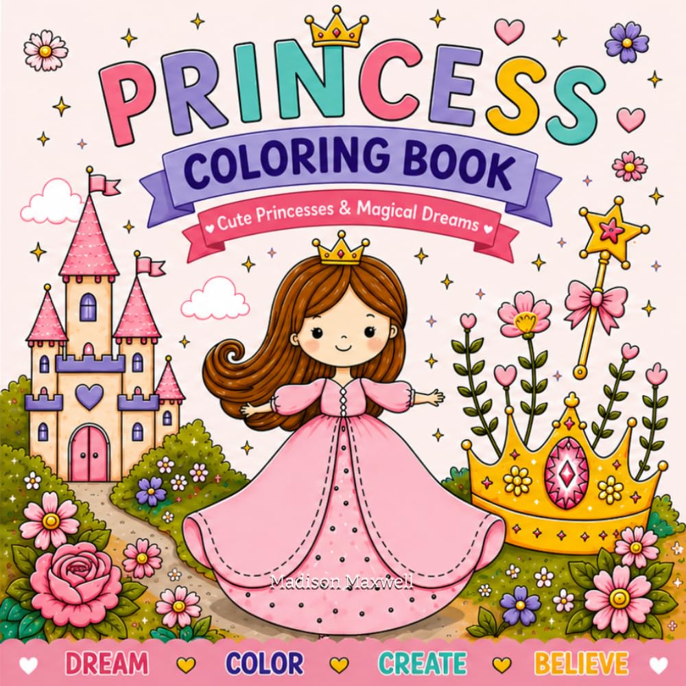 Princess Coloring Book: Cute Princesses & Magical Dreams
