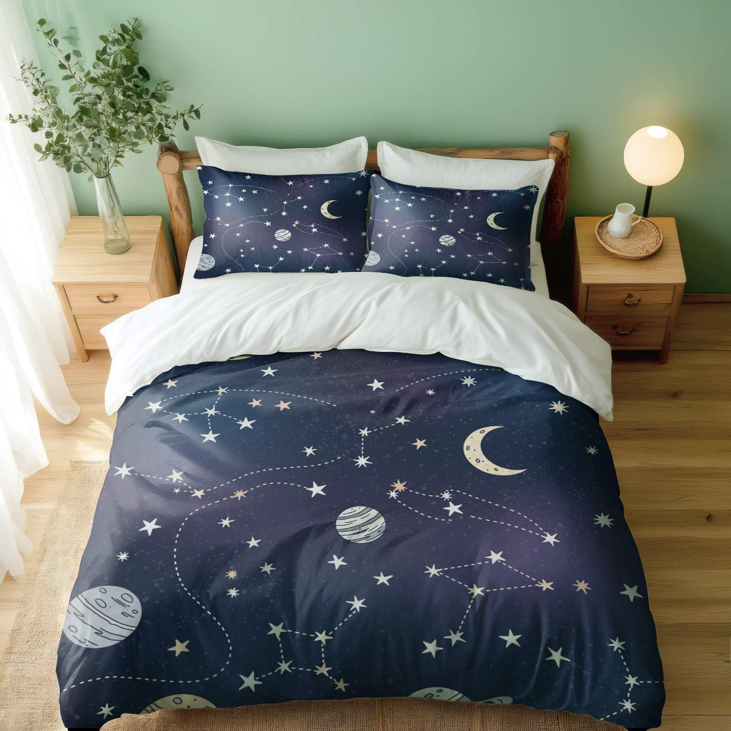 Parure de lit ciel nocturne King 240x220 au tissage premium et finitions invisibles