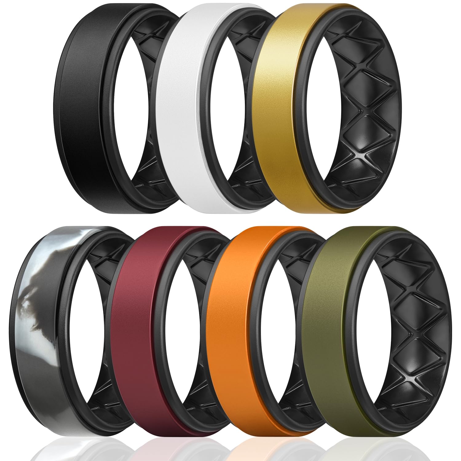 Egnaro Silicone Rings For Men 1/4/6 Multipack Of Breathable Mens Silicone Rubber