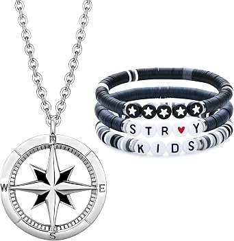 Elie&Eason 2 Pack Strraykiid Merch Bracelets, Strraykiid Charm Silicone Bracelets, Stay Kid Necklace, SK Necklace for Girls, STAY Fans Gifts for Men Women Girls Boys