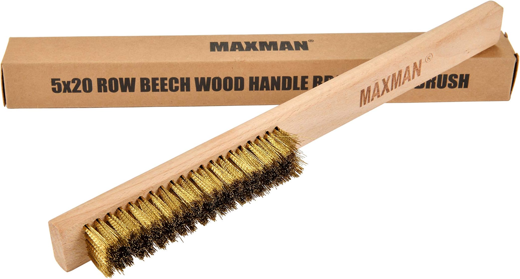 MAXMAN Brass Brush, Soft Brass Bristle Wire Brush for Cleaning Metal Rust, Welds, Home and Kitchen, Wire Scratch Brushes with 10" Beechwood Handle